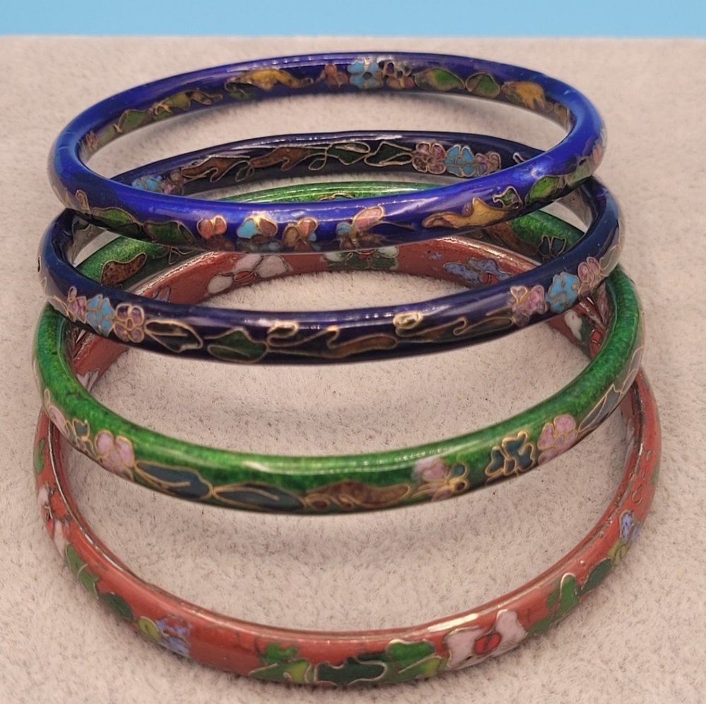 1 Vintage Cloisonne Bangle Brass Enamel